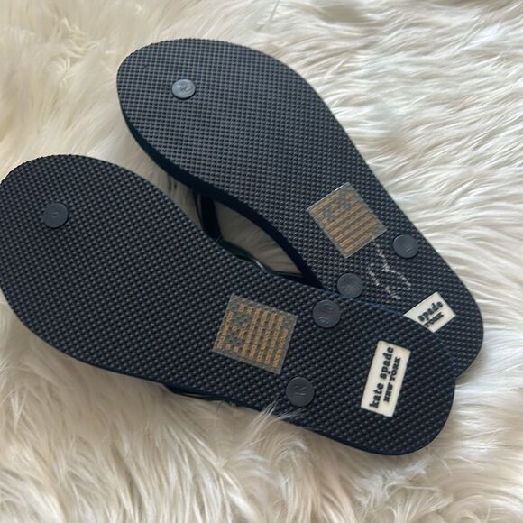 Kate Spade Navy Blue Bow Detail Charm Flip Flops Sandals Size 9-10 - Picture 2 of 5